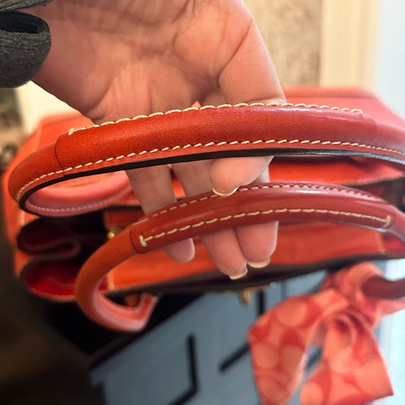 Coach Red Madeline Leather Tote Purse Turnlock Satchel Shoulder Bag Vtg 11553 - Picture 3 of 13